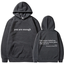2025 Trendy You are enough Hoodie Men's and Women's Pullover Retro Hoodie Street Hip Hop Unisex Hot Selling Women's Hoodie Top