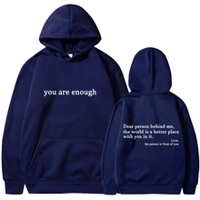 2025 Trendy You are enough Hoodie Men's and Women's Pullover Retro Hoodie Street Hip Hop Unisex Hot Selling Women's Hoodie Top