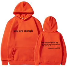 2025 Trendy You are enough Hoodie Men's and Women's Pullover Retro Hoodie Street Hip Hop Unisex Hot Selling Women's Hoodie Top