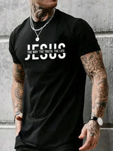 Summer men's 100% pure cotton casual loose fit Jesus Way truth life letter printed round neck short sleeved T-shirt top
