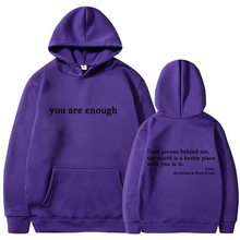 2025 Trendy You are enough Hoodie Men's and Women's Pullover Retro Hoodie Street Hip Hop Unisex Hot Selling Women's Hoodie Top