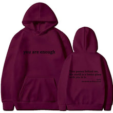 2025 Trendy You are enough Hoodie Men's and Women's Pullover Retro Hoodie Street Hip Hop Unisex Hot Selling Women's Hoodie Top