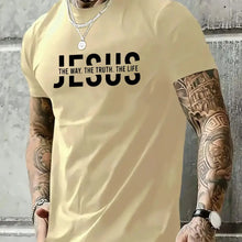 Summer men's 100% pure cotton casual loose fit Jesus Way truth life letter printed round neck short sleeved T-shirt top