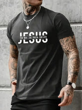 Summer men's 100% pure cotton casual loose fit Jesus Way truth life letter printed round neck short sleeved T-shirt top