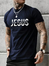 Summer men's 100% pure cotton casual loose fit Jesus Way truth life letter printed round neck short sleeved T-shirt top