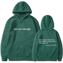 2025 Trendy You are enough Hoodie Men's and Women's Pullover Retro Hoodie Street Hip Hop Unisex Hot Selling Women's Hoodie Top