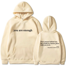 2025 Trendy You are enough Hoodie Men's and Women's Pullover Retro Hoodie Street Hip Hop Unisex Hot Selling Women's Hoodie Top